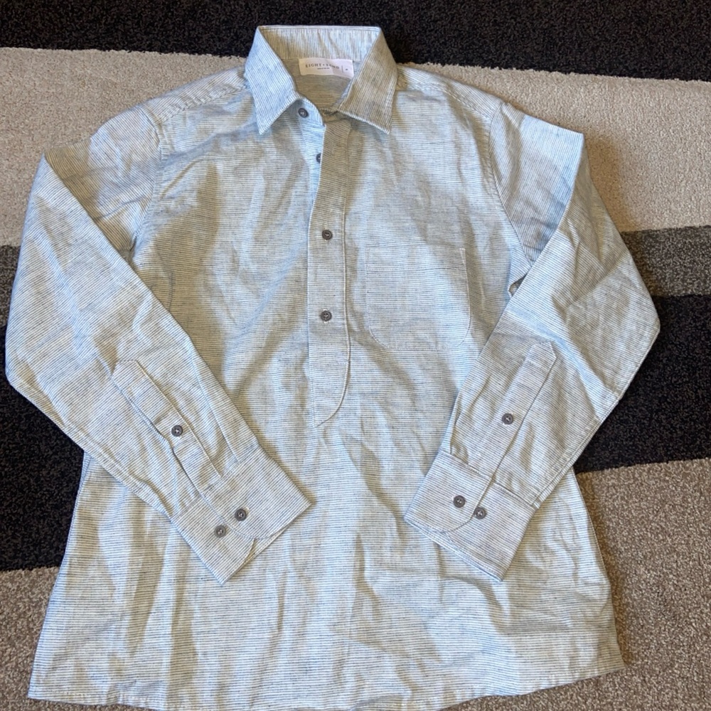 Eight + Sand Women Half Button Flannel Normandy Linen and Longstaple cotton Sz S